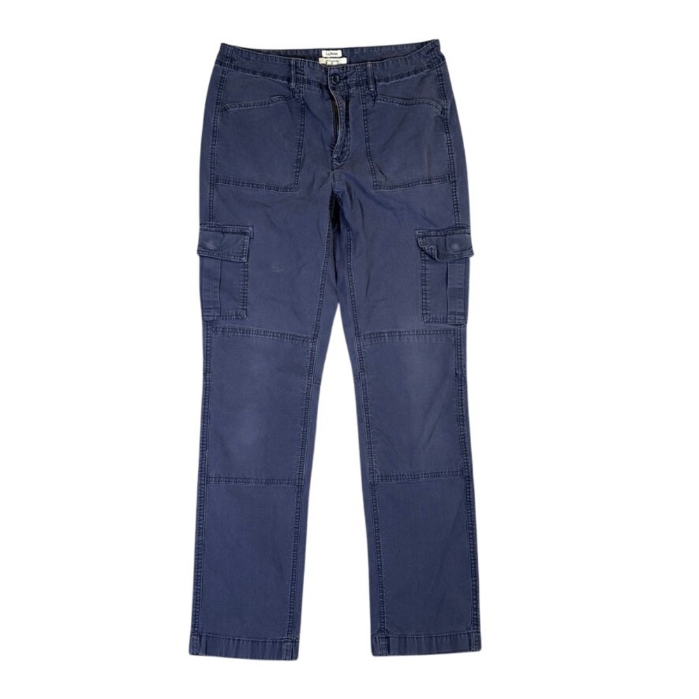 LL Bean Favorite Fit Cargo Pants Navy Blue Straight Leg Trousers Size 10MT